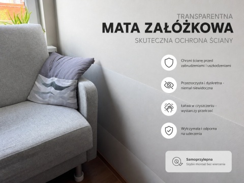 Mata załóżkowa ochronna na ścianę transparentna B-GLASS 80x200cm